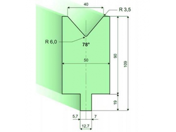 78° матрица для листогиба, Н=90мм