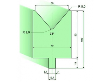78° матрица для листогиба, Н=90мм