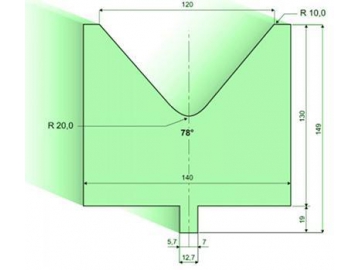 78° матрица для листогиба, Н=130мм