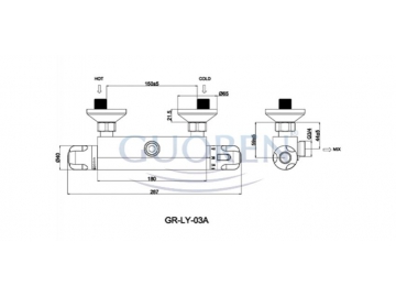 Хромированный термостатический смеситель GR-LY-03A