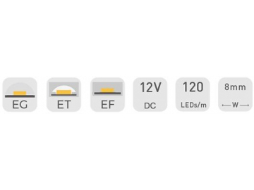 Гибкая светодиодная лента для подсветки помещений  D8120 12В 8мм