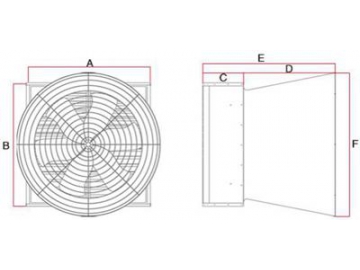 Осевой вытяжной вентилятор с жалюзи,  модель DJF(T)