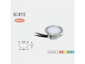 Встраиваемый уличный светильник малого диаметра SC-B112 диаметром 30мм, влагозащищенный, поддерживает RGB освещение, подходит для наружного освещения.