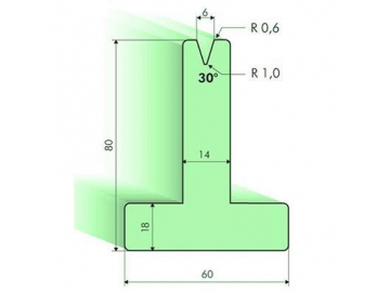 Т-образная матрица 30° высотой 80мм