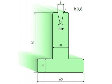 Т-образная матрица 30° высотой 80мм