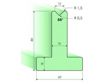 Т-образная матрица 88° высотой Н=80мм