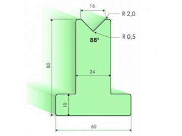 Т-образная матрица 88° высотой Н=80мм