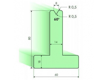 Т-образная матрица 60° высотой 80мм