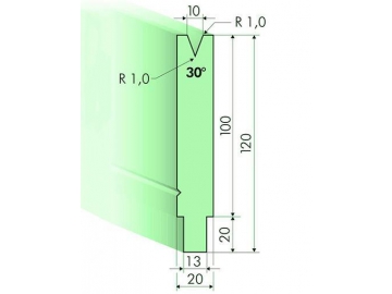 30° матрица для гибочного пресса, Н=100мм