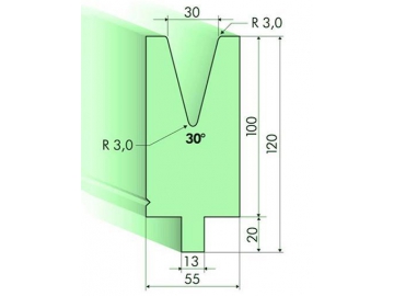 30° матрица для гибочного пресса, Н=100мм