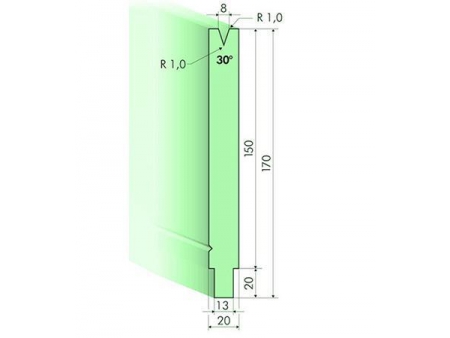 30° матрица листогиба, Н=150мм