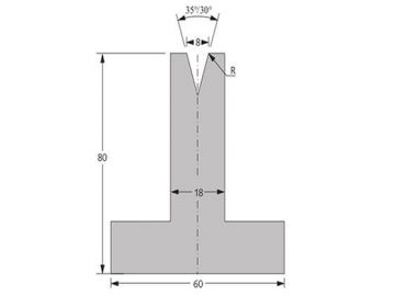 35° матрица для гибочного пресса / листогиба, Н=80мм