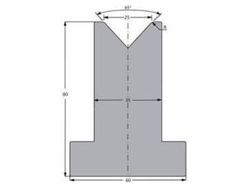 85° матрица для гибочного пресса / листогиба, Н=80мм