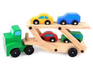 Детская деревянная игрушка "Тягач  с машинками"