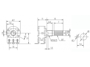 Резистор переменный WH148-1A-10-HR