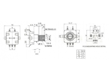 Энкодер с кнопкой EC11-1S-1 (11 мм)