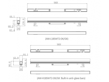 Линейный прожектор Wall washer  Архитектурный осветительный прибор AW-L18SWT2-DK-GK