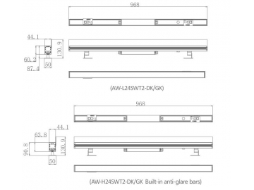 Линейный прожектор Wall washer  Архитектурный осветительный прибор AW-L24SWT2-DK-GK