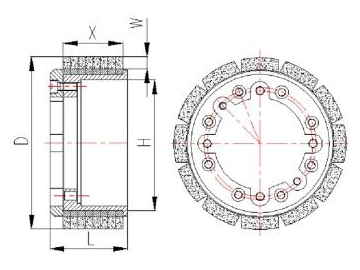 Круг алмазный сегментный шлифовальный , Цилиндрический круг