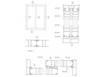 Алюминиевый профиль для раздвижных дверей серии 105（GY105）