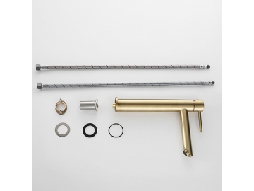 Однорычажный смеситель для умывальника, матовое золото  SW-BFS010(2)