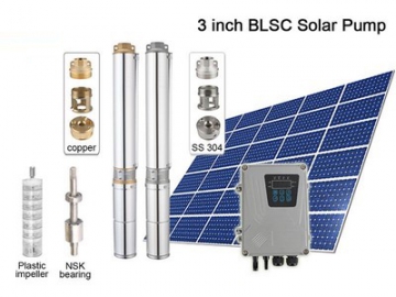 Погружной солнечный насос трехдюймовый, Погружной скважинный насос постоянного тока (с пластиковой крыльчаткой), BLSC