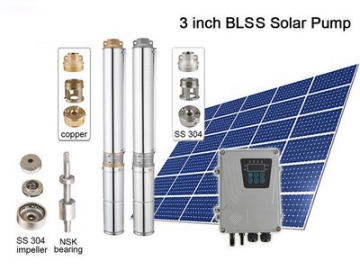 Солнечный погружной  насос трехдюймовый, солнечный водяной насос постоянного тока (лопастное колесо SS304), BLSS