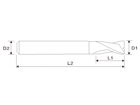 Фреза концевая твёрдосплавная (2 зубца, удлинённая, EMB02)
