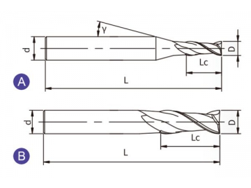 U-SL2  Фреза концевая твердосплавная U-SL2 (квадратный наконечник, 2 канавки, длинная канавка)