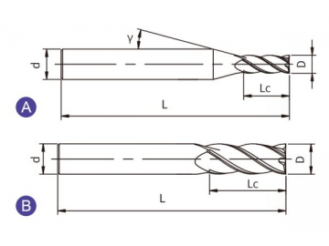 X-S4  Концевая фреза с переменной спиралью X-S4 (квадратный наконечник, 4 канавки)