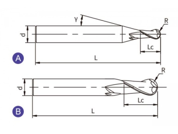 X-BH2  Концевая фреза с переменной спиралью X-BH2 (круглая головка, 2 канавки)