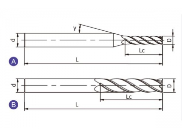 H-S6  Твердосплавная концевая фреза для обработки закаленной стали, H-S6 (квадратный наконечник, 6 канавок)
