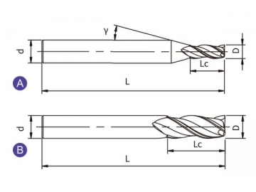 A-S3/SS3/SL3  Твердосплавная концевая фреза для обработки алюминия A-S3/SS3/SL3 (квадратный наконечник, 3 канавки)