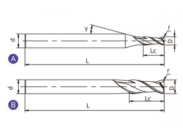 S-R2  Твердосплавная концевая фреза для обработки нержавеющей стали S-R2 (радиус на торце, 2 канавки)