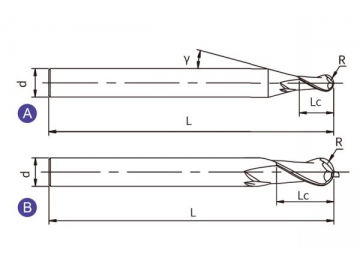 S-B2  Твердосплавная концевая фреза для обработки нержавеющей стали S-B2 (шаровой наконечник, 2 канавки)
