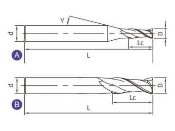 G-S2  Твердосплавная концевая фреза для обработки графита G-S2 (квадратный наконечник, 2 канавки)