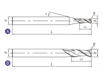 G-R2  Твердосплавная концевая фреза для обработки графита G-R2 (радиус на торце, 2 канавки)