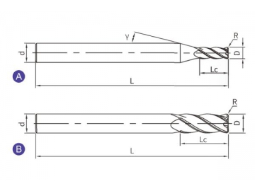 G-R4  Твердосплавная концевая фреза для обработки графита G-R4 (радиус на торце, 4 канавки)