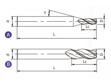 EA-S3  Концевая твердосплавная фреза EA-S3 (квадратный наконечник, 3 канавки)