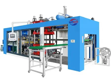 Трехстанционная термоформовочная вакуумная машина для листовых пластиков ПП, ПЭТ, ПС, ПВХ
