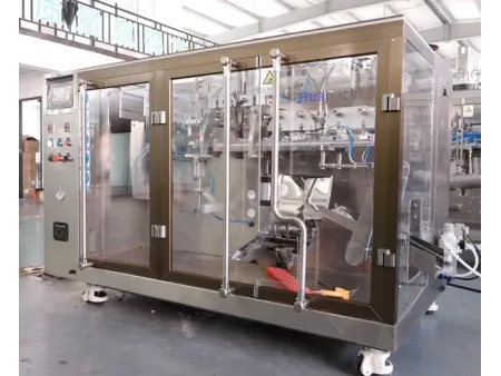 Машина для фасовки в готовые пауч-пакеты с одной дозирующей головкой и 5 станциями