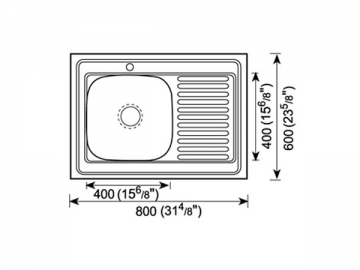 Кухонные мойки с одной чашей и одной сливной полкой