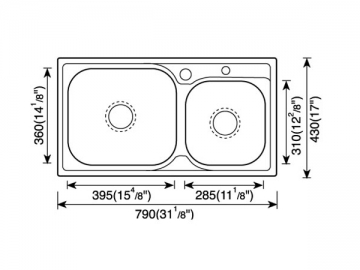 Кухонные мойки с двумя чашами, врезные