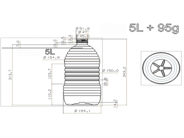 Размеры 5 литровой бутылки. Габариты ПЭТ 5л. Чертеж бутылки ПЭТ 5л. Диаметр горлышка 5 литровой бутылки. Диаметр литровой ПЭТ бутылки.
